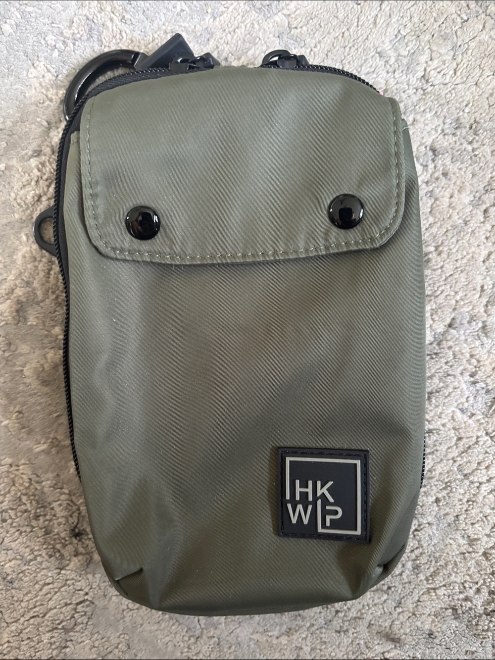 HKWP Olive Green Men’s Belt Bag — Compact Crossbody Pouch no strap
